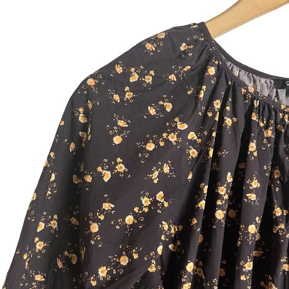 Rails Sal Black Floral Print Button Front Long Sleeve Midi Dress Size XS - Picture 9 of 16